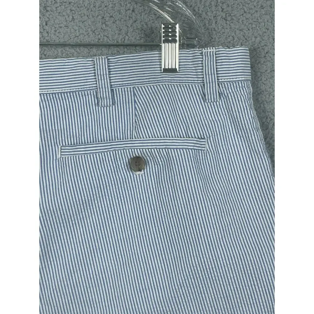 Banana Republic Factory Mens Aiden Blue Seersucker Stripe Shorts Size 38 Waist